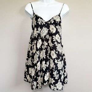 Brandy Melville Floral Flowy Tank Top and or Dress Navy Blue and Off White